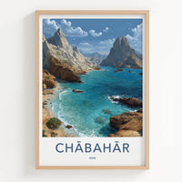 Chabahar Poster - Iran Scenic Art - Azure Mountain Coast Wall Decor