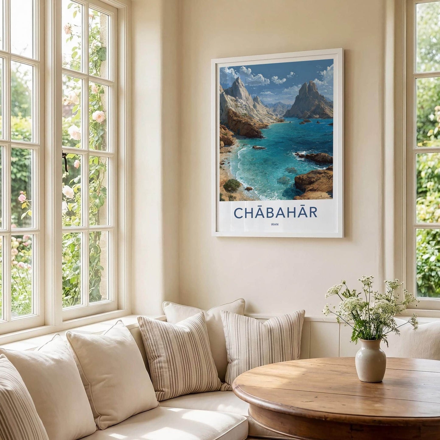 Chabahar Poster - Iran Scenic Art - Azure Mountain Coast Wall Decor