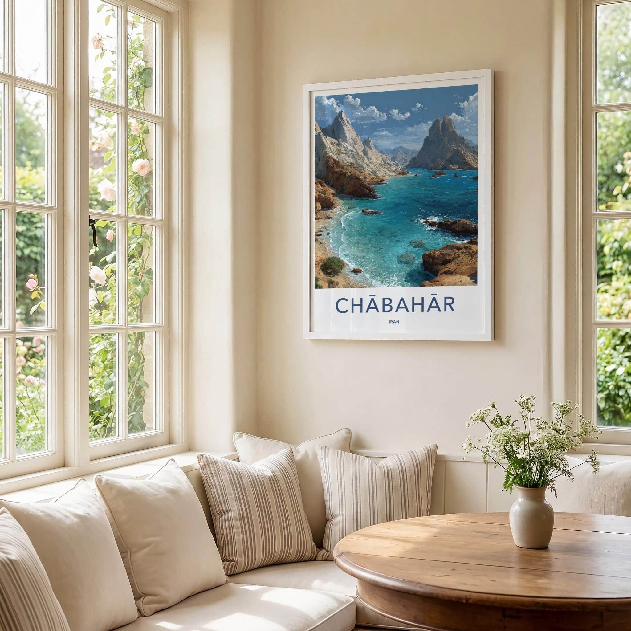 Chabahar Poster - Iran Scenic Art - Azure Mountain Coast Wall Decor