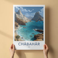 Chabahar Poster - Iran Scenic Art - Azure Mountain Coast Wall Decor