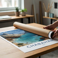 Chabahar Poster - Iran Scenic Art - Azure Mountain Coast Wall Decor