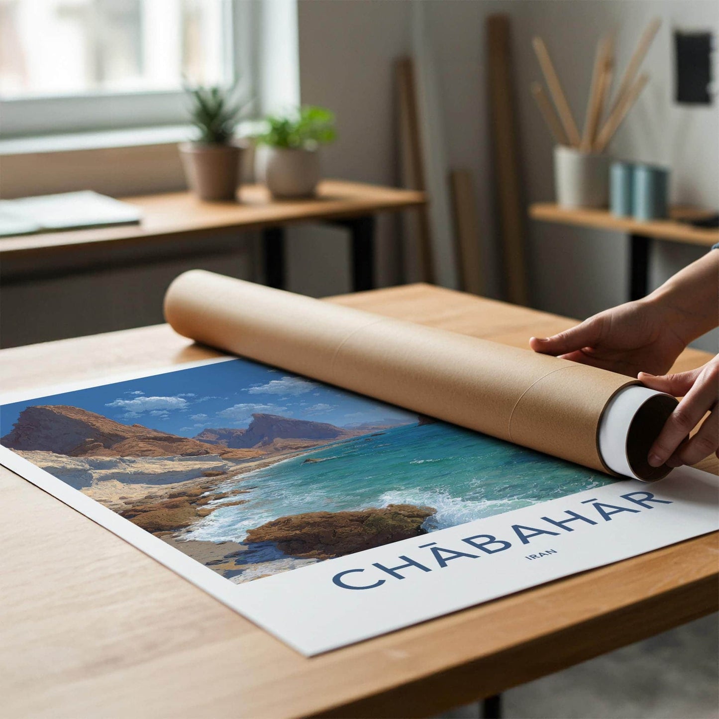 Chabahar Poster - Iran Scenic Art - Rocky Coastal Landscape Wall Decor