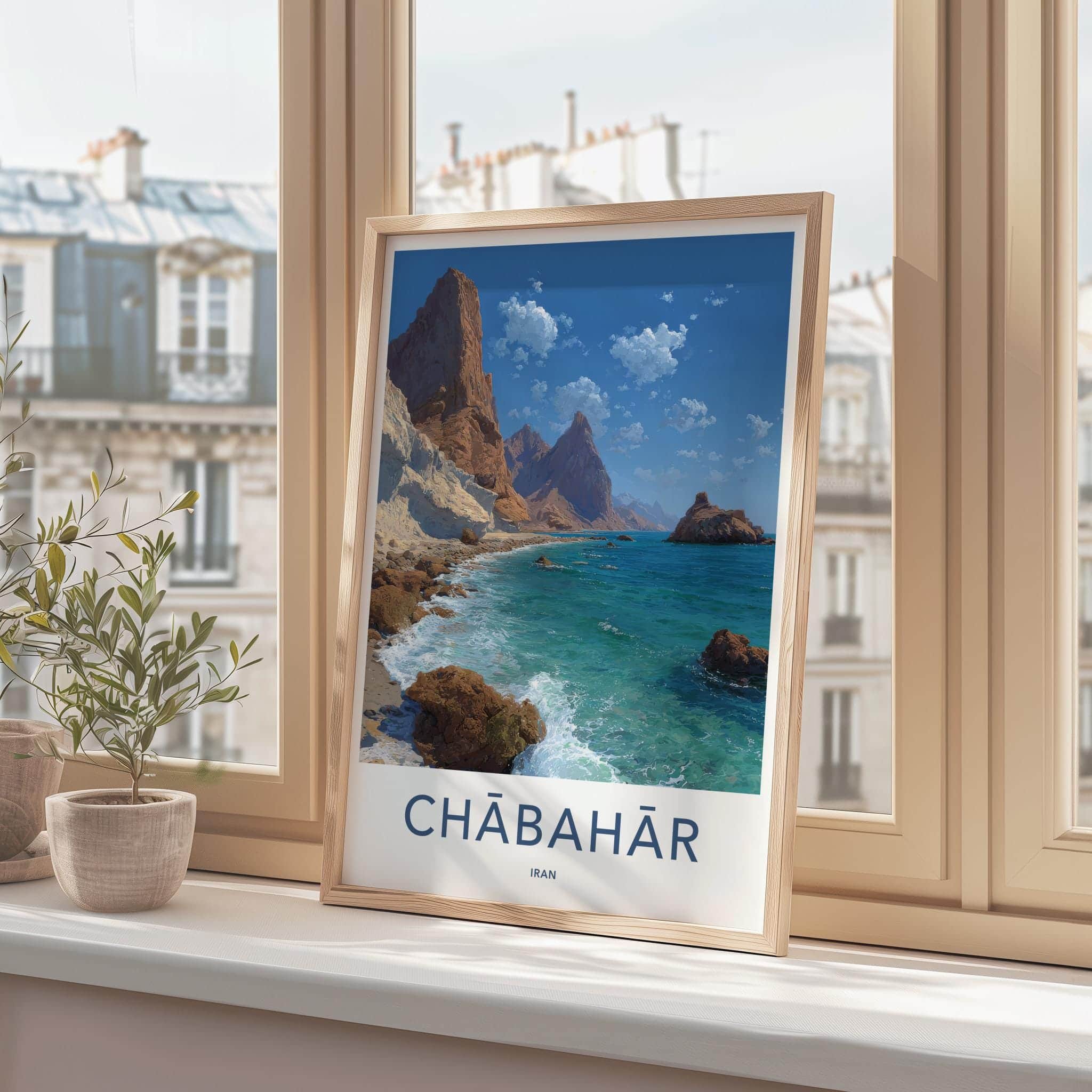 Chabahar Poster - Iran Scenic Art - Rocky Coastal Landscape Wall Decor