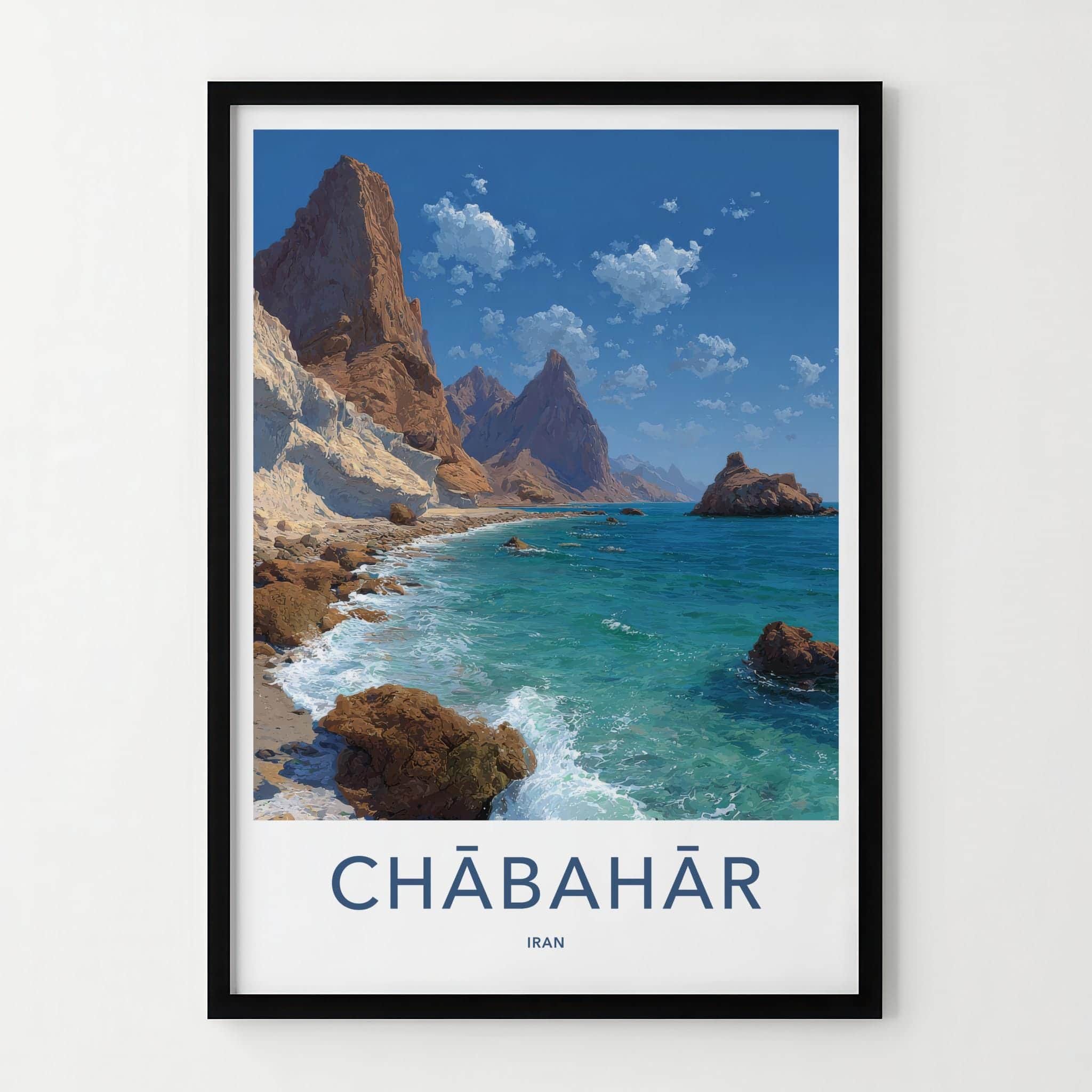 Chabahar Poster - Iran Scenic Art - Rocky Coastal Landscape Wall Decor