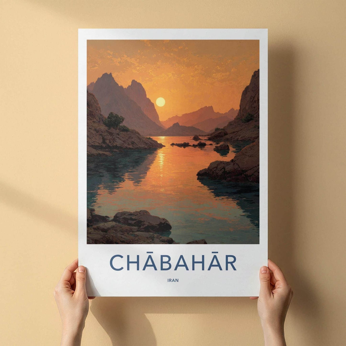 Chabahar Poster - Iran Travel Art - Dramatic mountain sunset Wall Decor