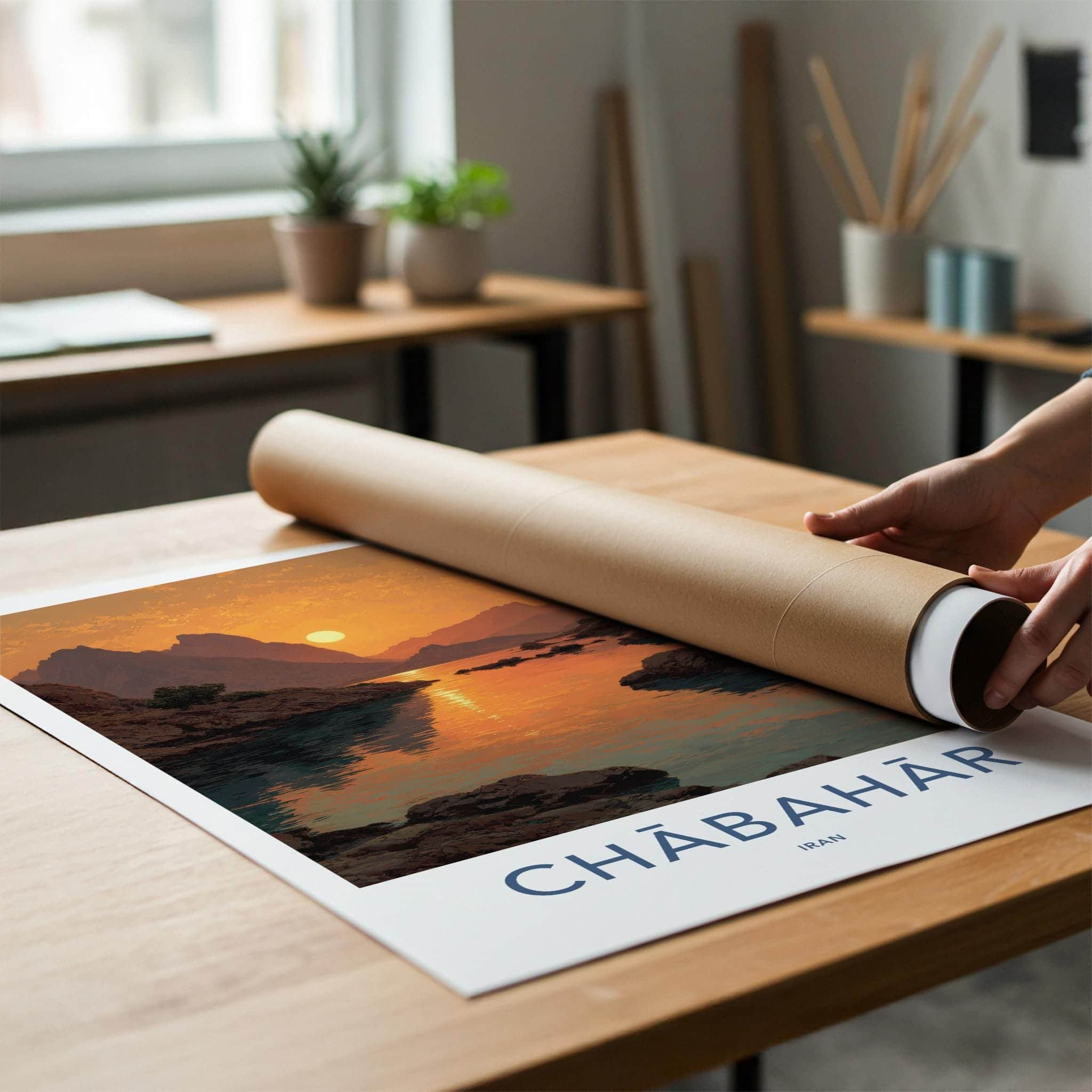 Chabahar Poster - Iran Travel Art - Dramatic mountain sunset Wall Decor