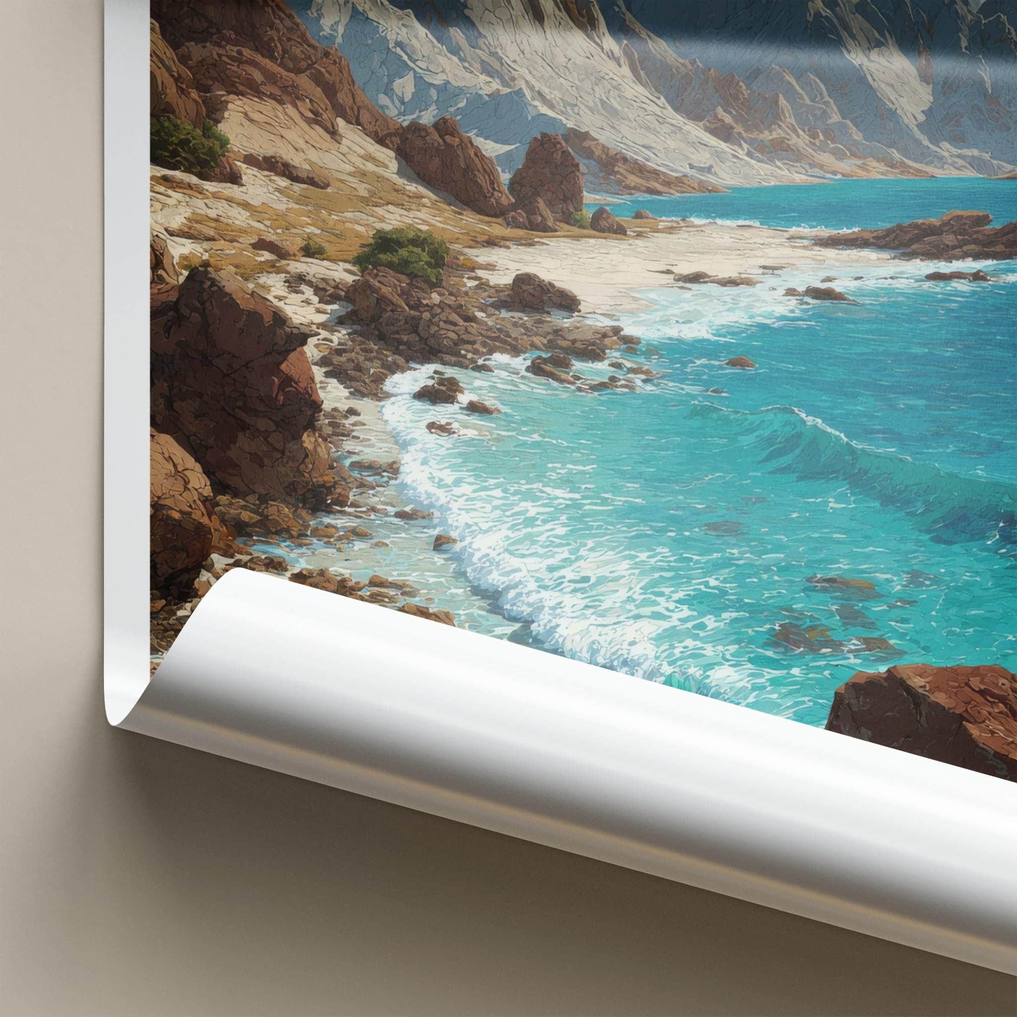 Chabahar Poster - Iran Travel Art - Jagged Mountain Coast Home Decor