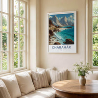 Chabahar Poster - Iran Travel Art - Jagged Mountain Coast Home Decor