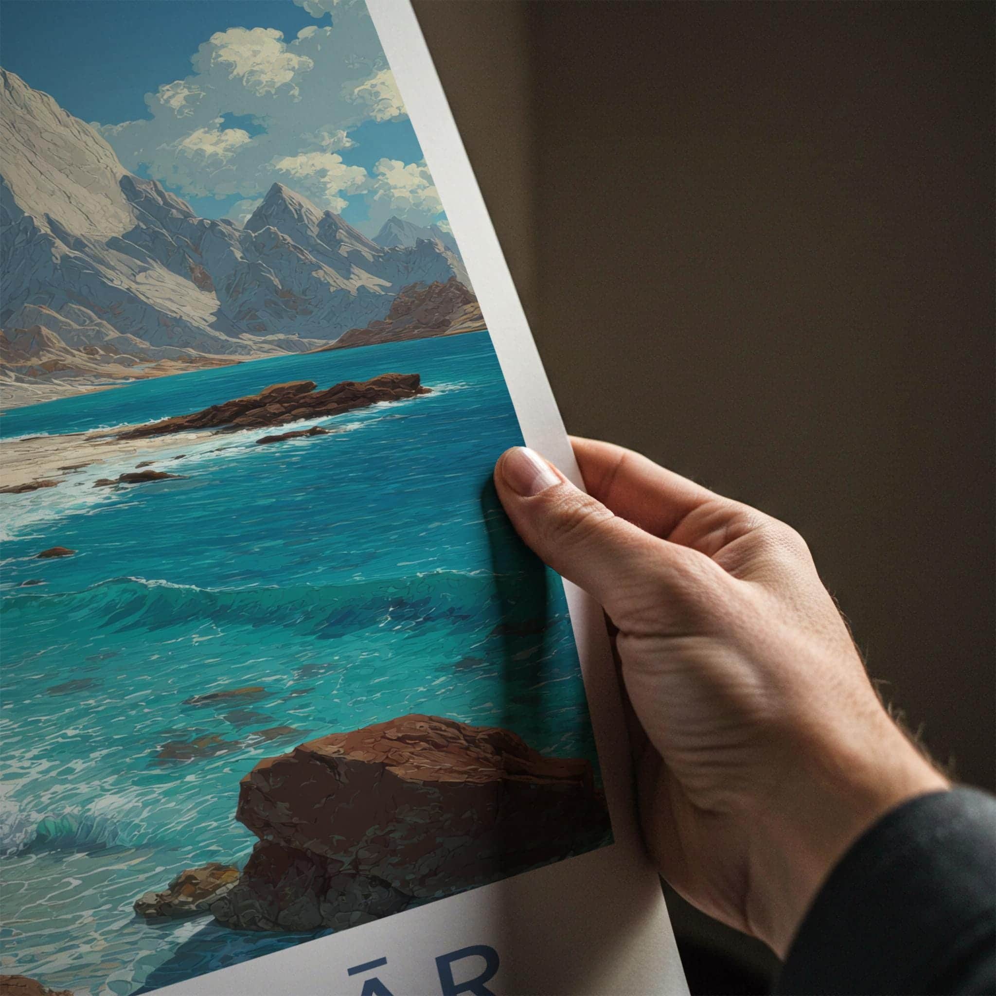 Chabahar Poster - Iran Travel Art - Jagged Mountain Coast Home Decor
