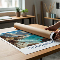 Chabahar Poster - Iran Travel Art - Jagged Mountain Coast Home Decor