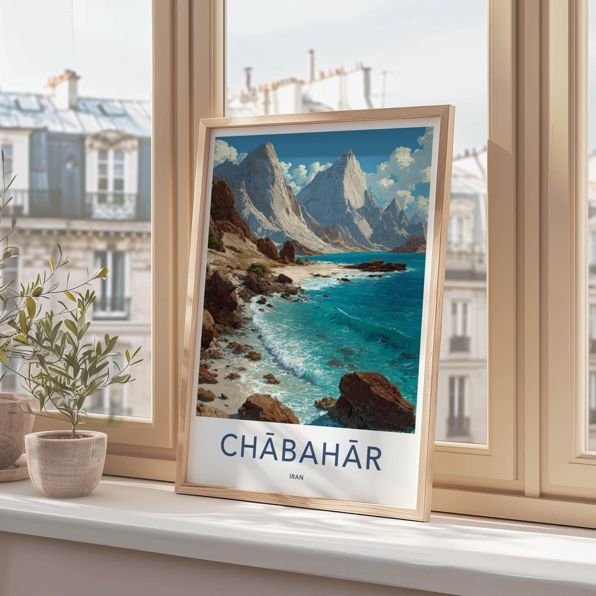 Chabahar Poster - Iran Travel Art - Jagged Mountain Coast Home Decor