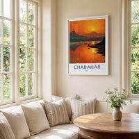 Chabahar Poster - Iran Travel Art - Sunset Shoreline Figures Home Decor