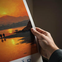 Chabahar Poster - Iran Travel Art - Sunset Shoreline Figures Home Decor