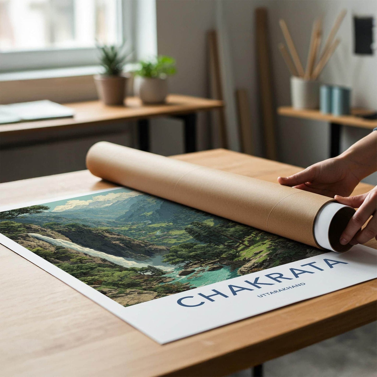 Chakrata Poster - India Fine Art - Uttarakhand lush mountain waterfall Gift