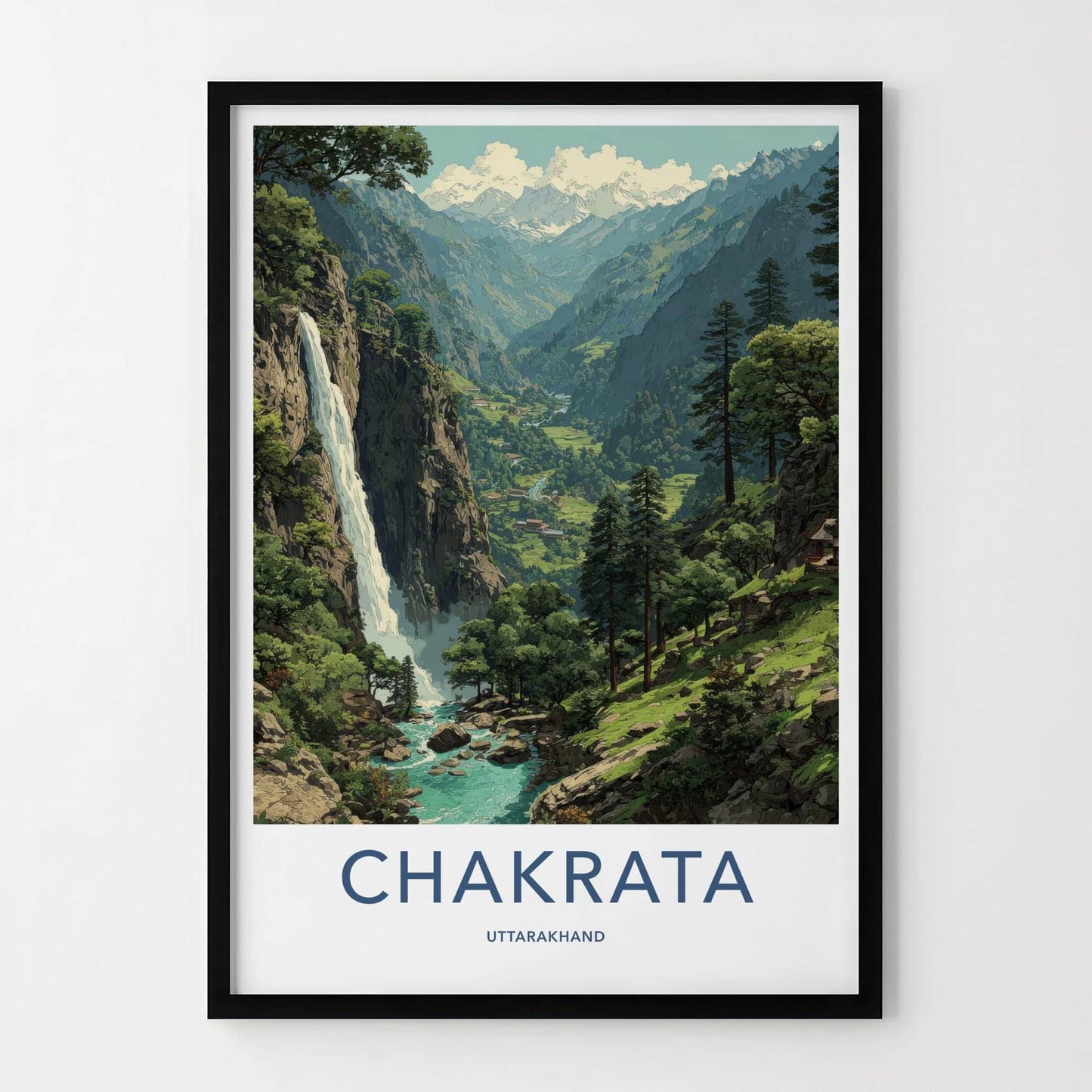 Chakrata Poster - India Fine Art - Uttarakhand lush mountain waterfall Gift