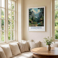 Chakrata Poster - India Travel Art - Uttarakhand Lush Valley Waterfall Wall Decor