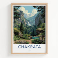 Chakrata Poster - India Travel Art - Uttarakhand Lush Valley Waterfall Wall Decor