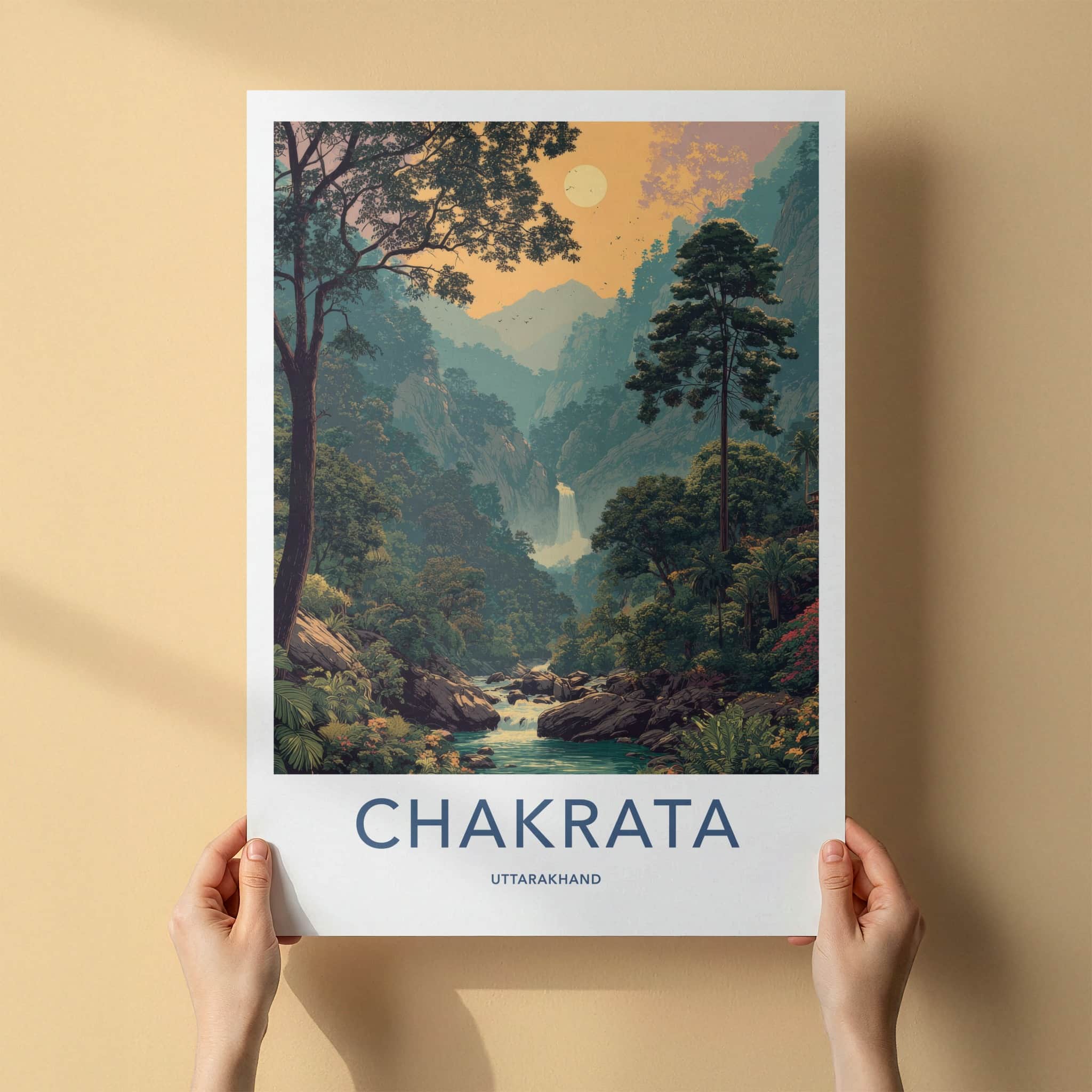 Chakrata Poster - India Uttarakhand Waterfall River Travel Art Home Decor