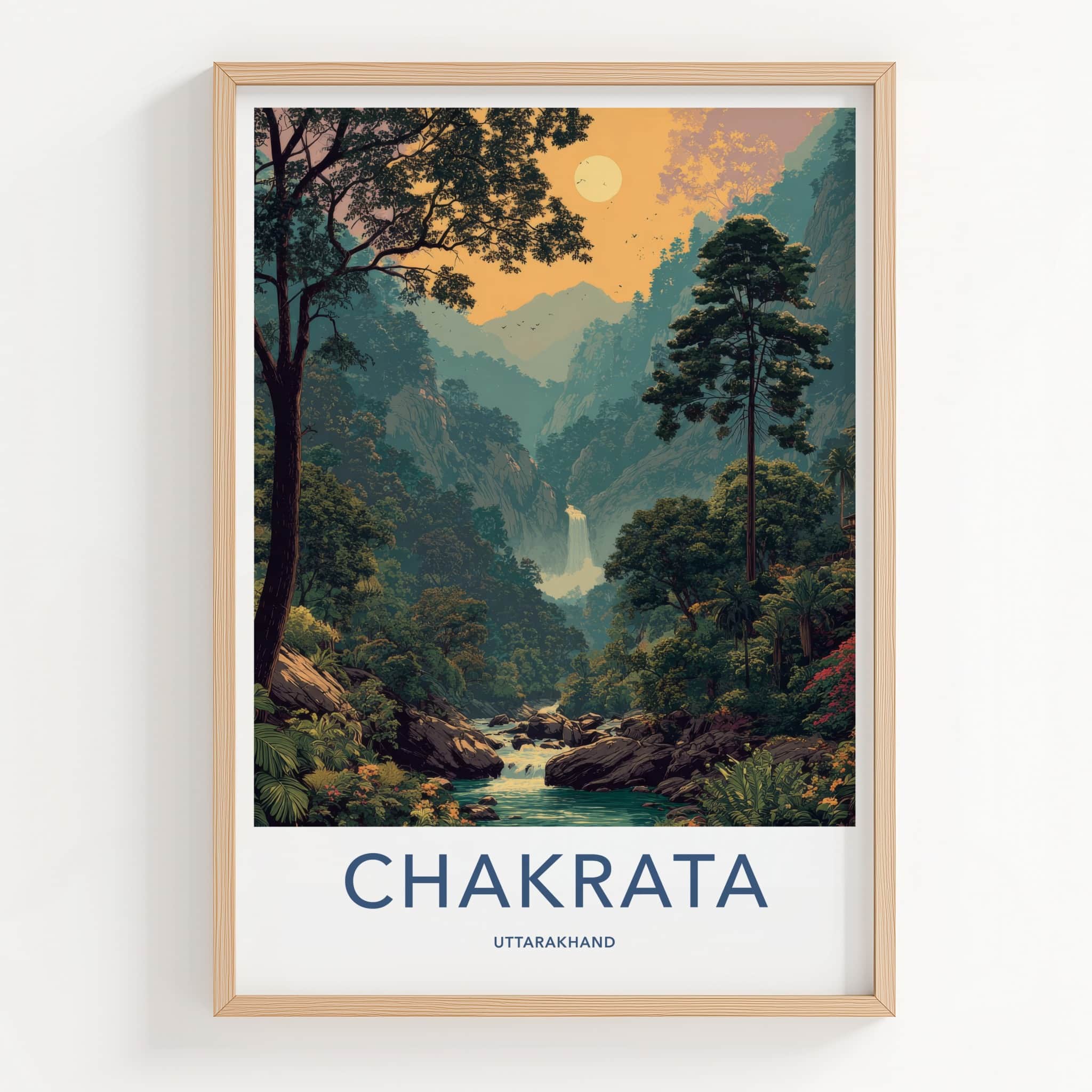 Chakrata Poster - India Uttarakhand Waterfall River Travel Art Home Decor