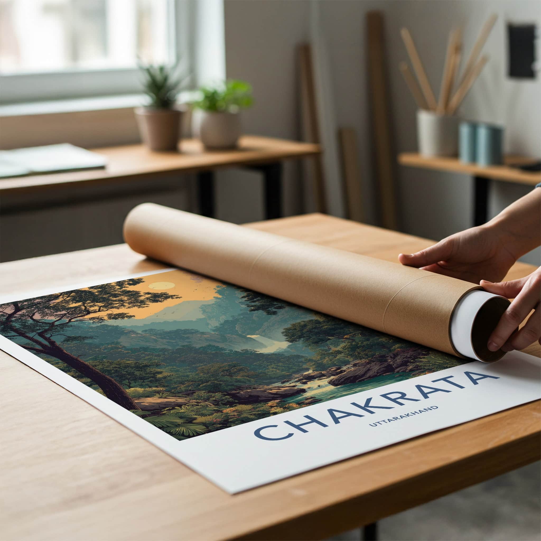 Chakrata Poster - India Uttarakhand Waterfall River Travel Art Home Decor
