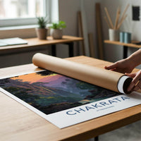 Chakrata Poster - India Wall Art - Uttarakhand Mountain Waterfall Sunset Home Art
