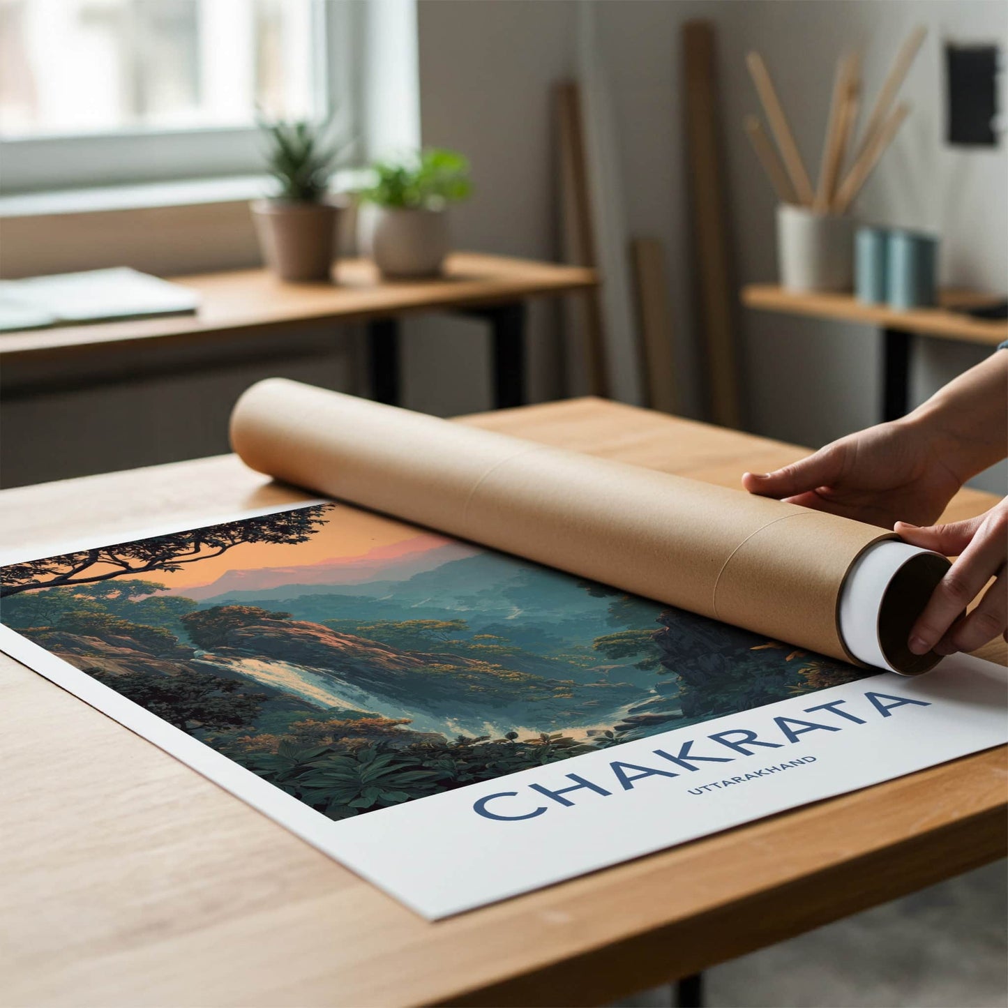 Chakrata Poster - India Waterfall Sunset Hills Home Decor