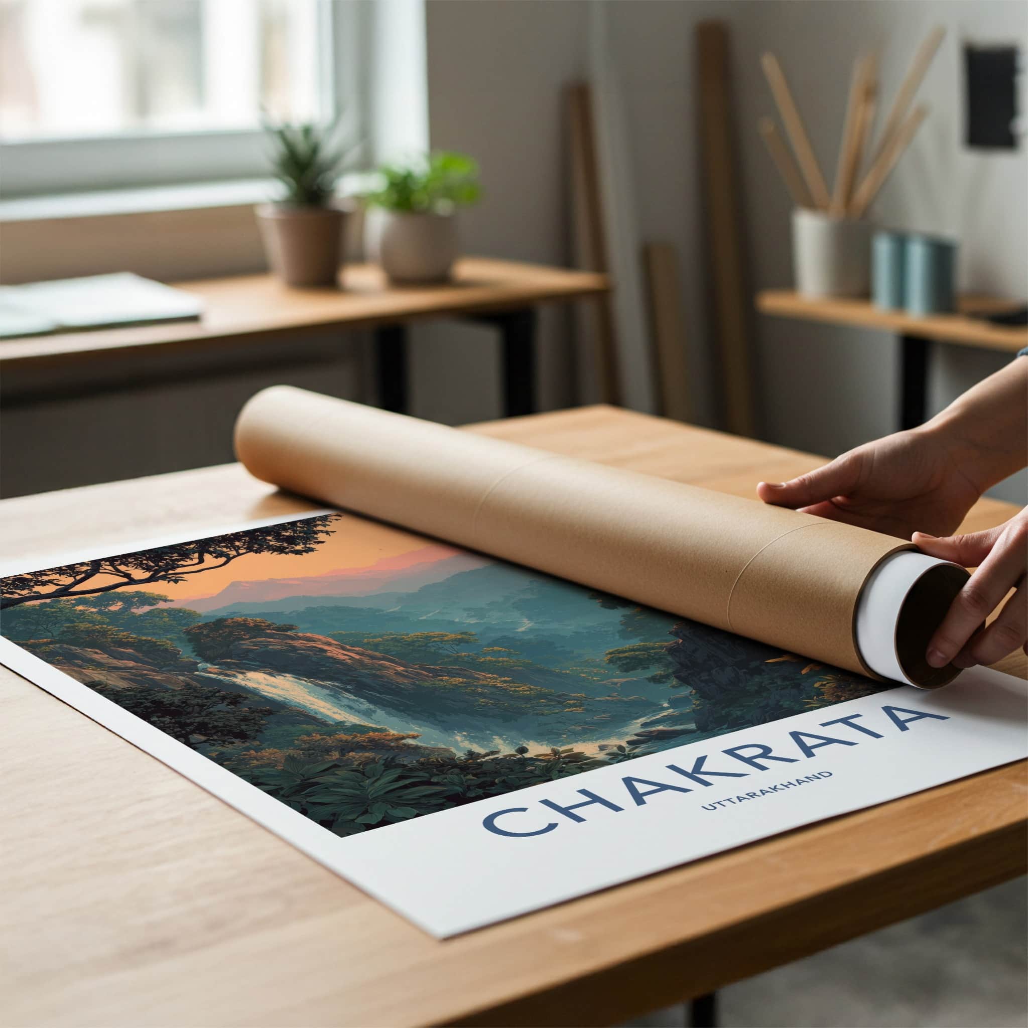 Chakrata Poster - India Waterfall Sunset Hills Home Decor