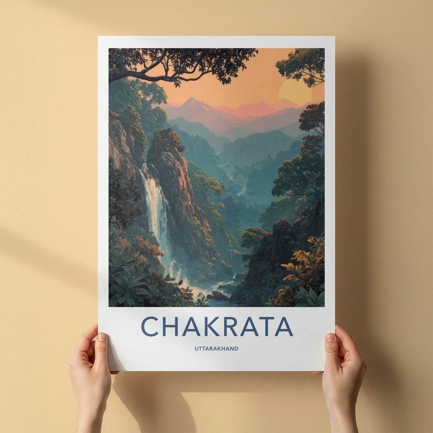 Chakrata Poster - India Waterfall Sunset Hills Home Decor