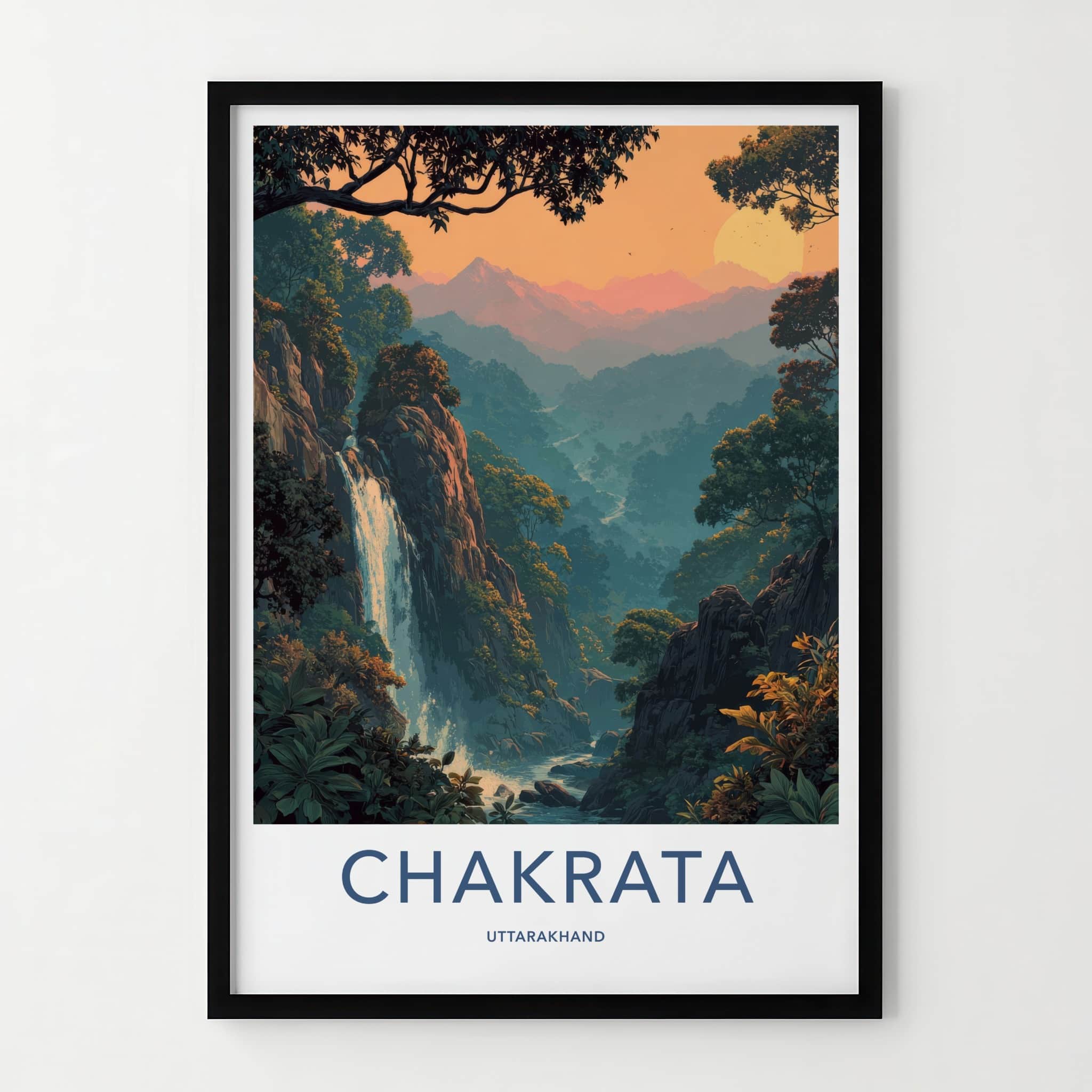 Chakrata Poster - India Waterfall Sunset Hills Home Decor
