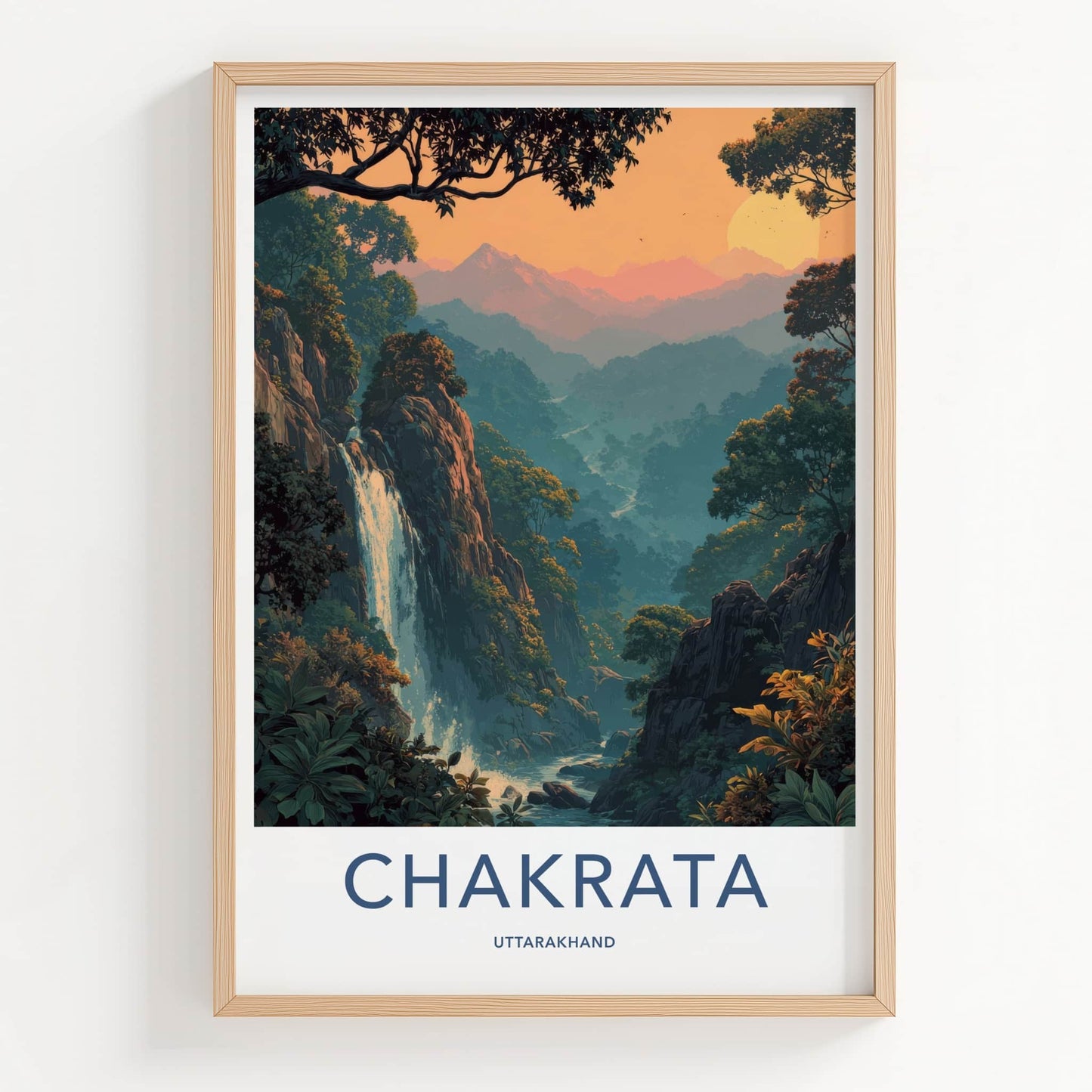 Chakrata Poster - India Waterfall Sunset Hills Home Decor