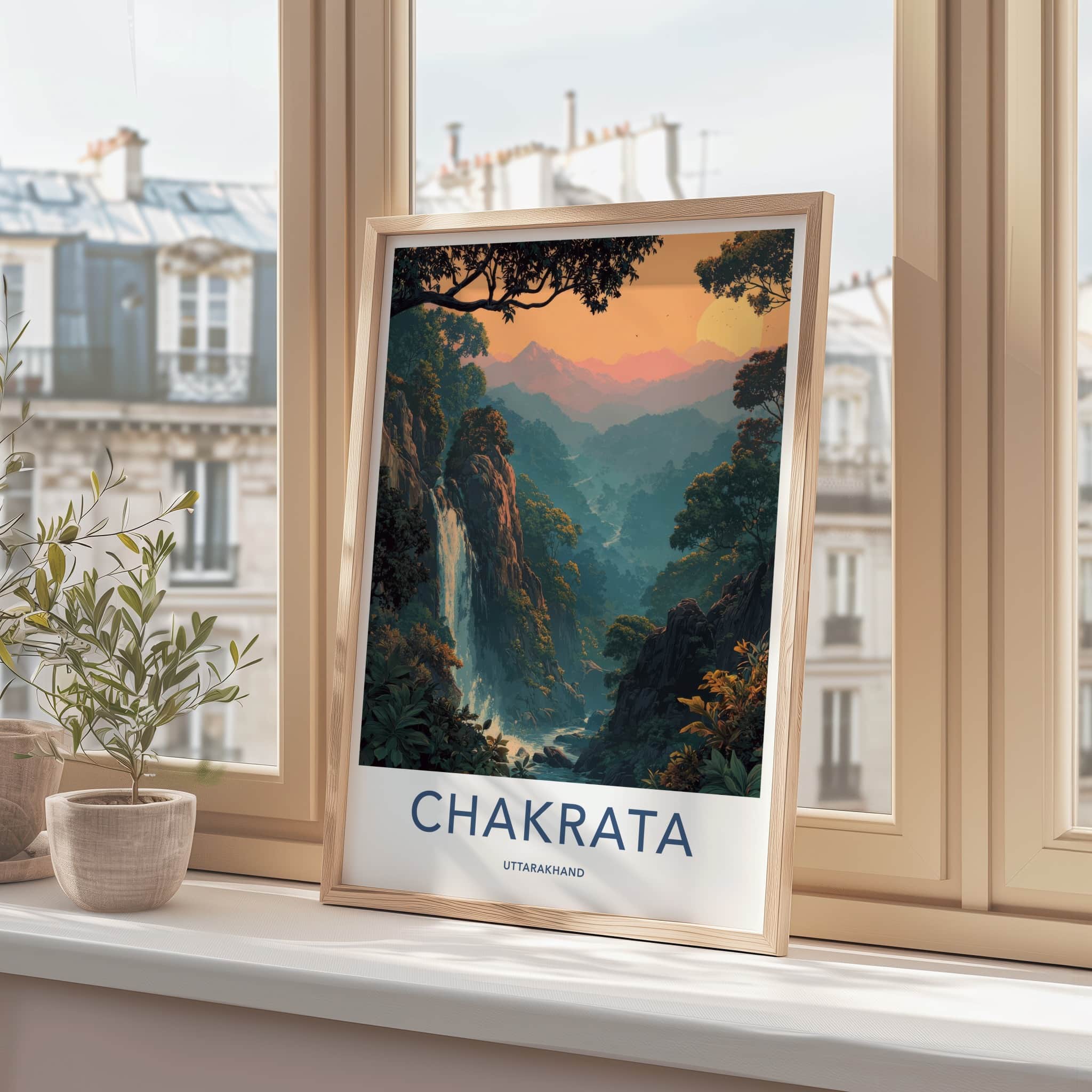 Chakrata Poster - India Waterfall Sunset Hills Home Decor