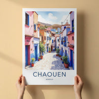 Chaouen Poster - Morocco Travel Art - Vibrant Buildings Alley Home Decor