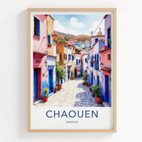 Chaouen Poster - Morocco Travel Art - Vibrant Buildings Alley Home Decor