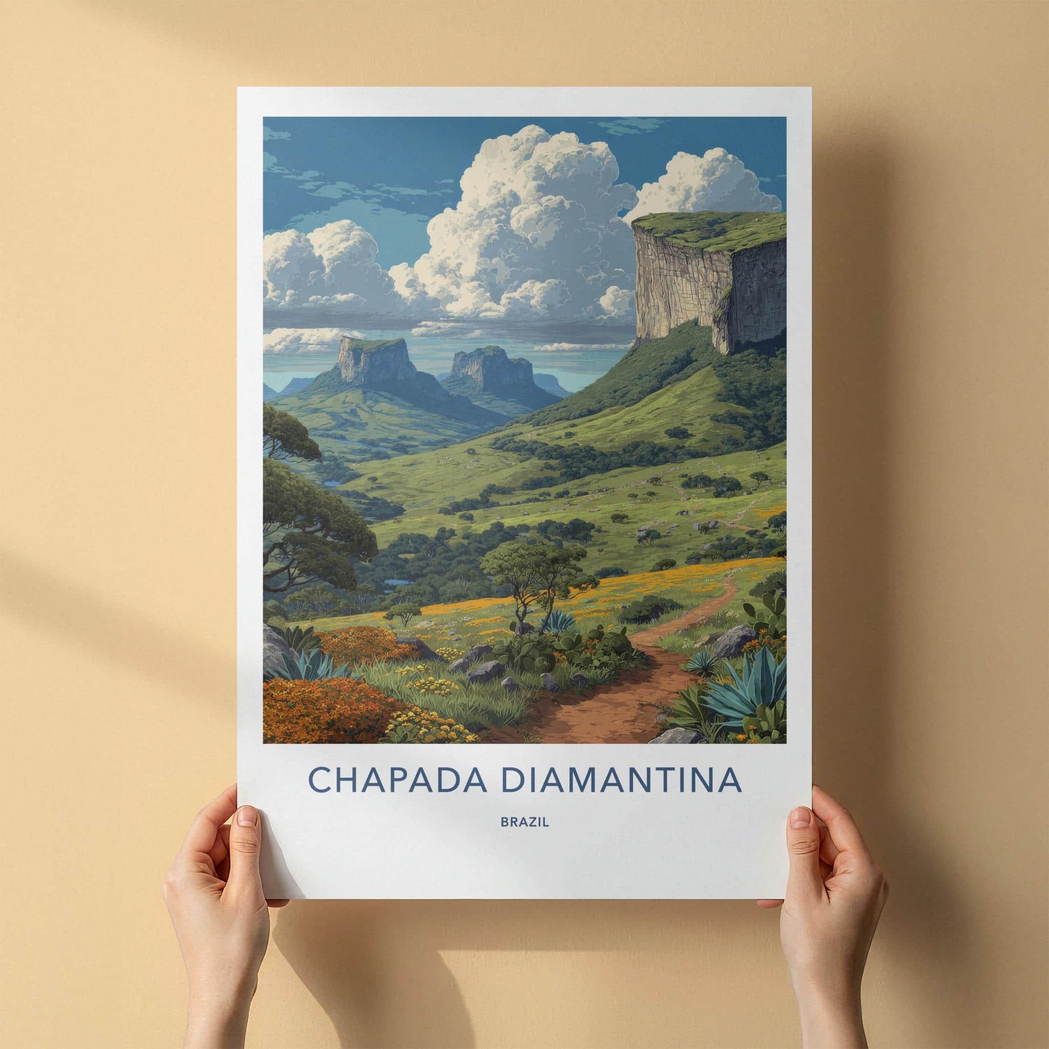 Chapada Diamantina Poster - Brazil Travel Art - Rugged Cliffs Valley Home Decor