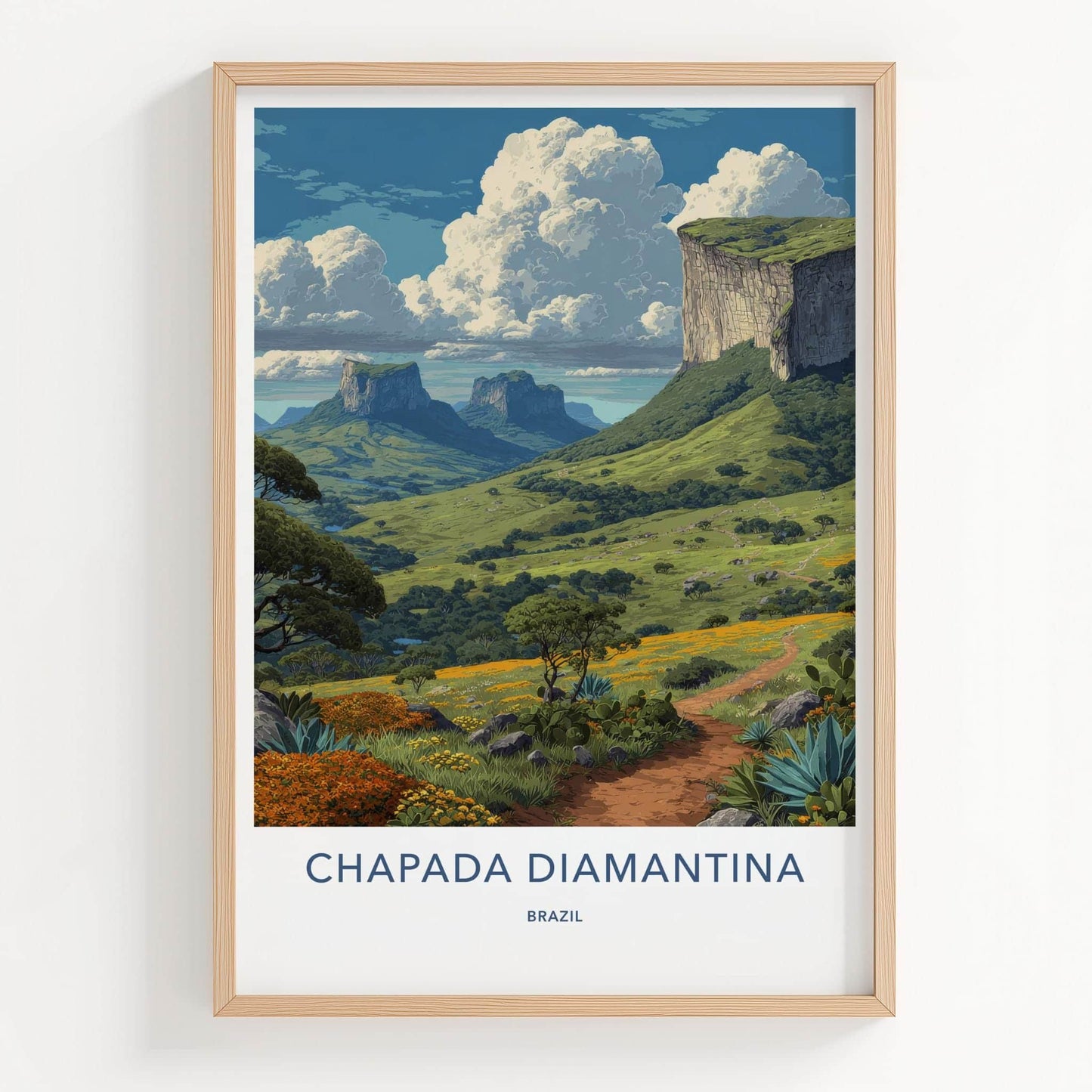 Chapada Diamantina Poster - Brazil Travel Art - Rugged Cliffs Valley Home Decor