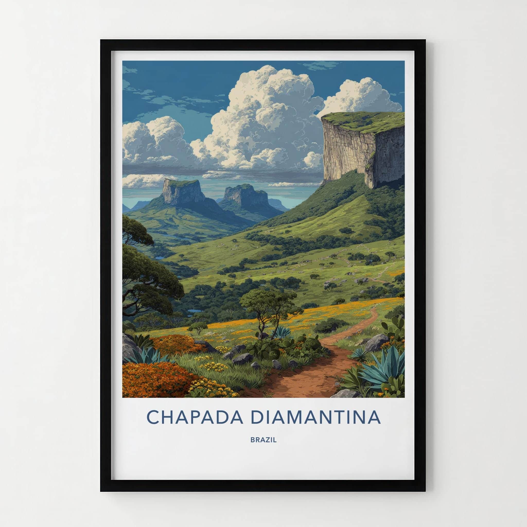 Chapada Diamantina Poster - Brazil Travel Art - Rugged Cliffs Valley Home Decor