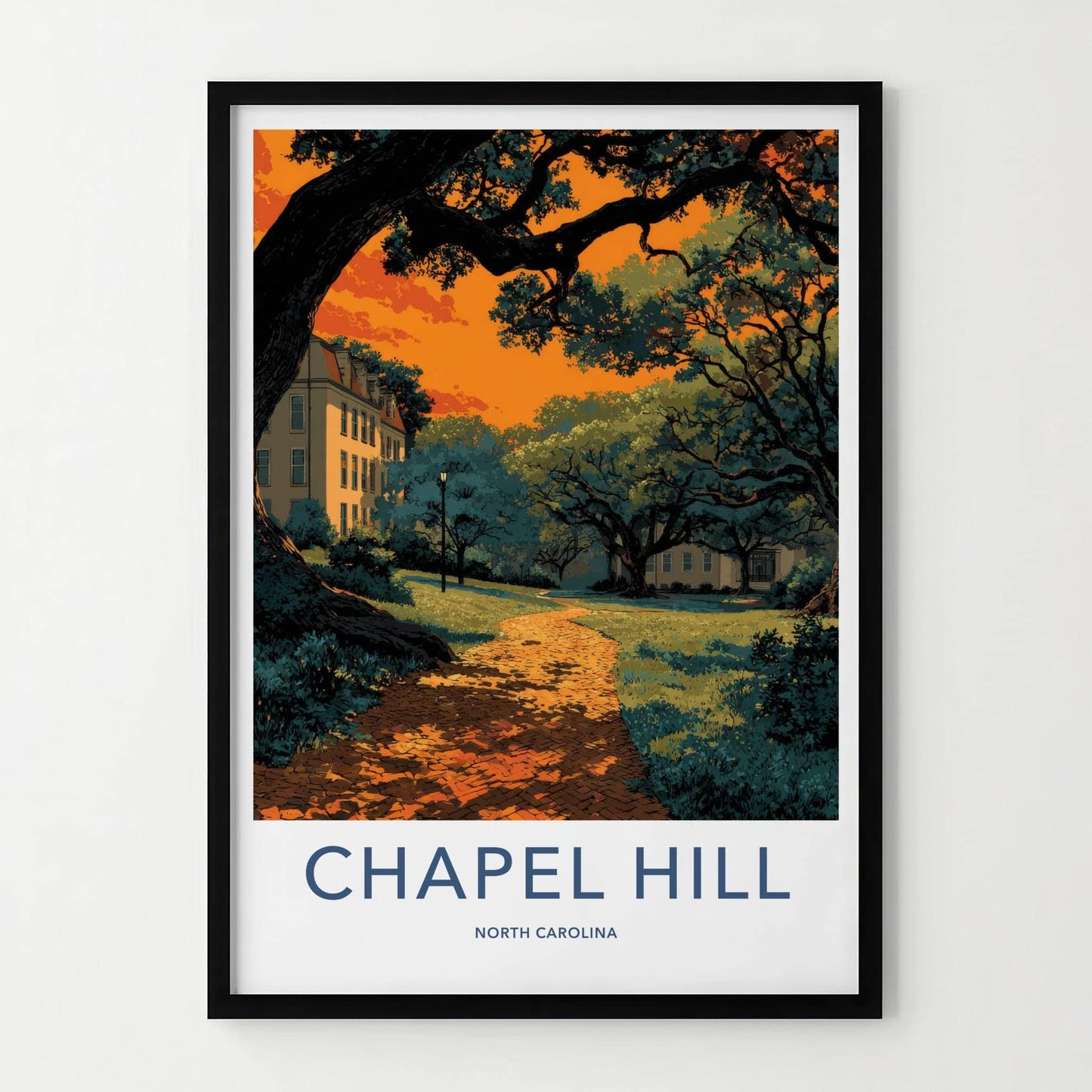 Chapel Hill Poster - North Carolina Art Print - Vibrant Campus Path Wall Decor