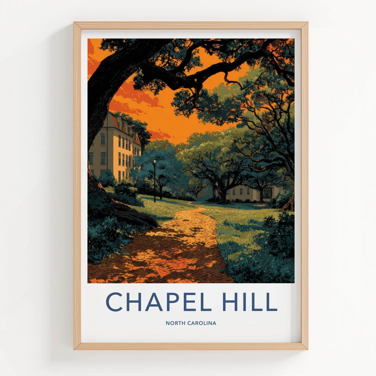 Chapel Hill Poster - North Carolina Art Print - Vibrant Campus Path Wall Decor