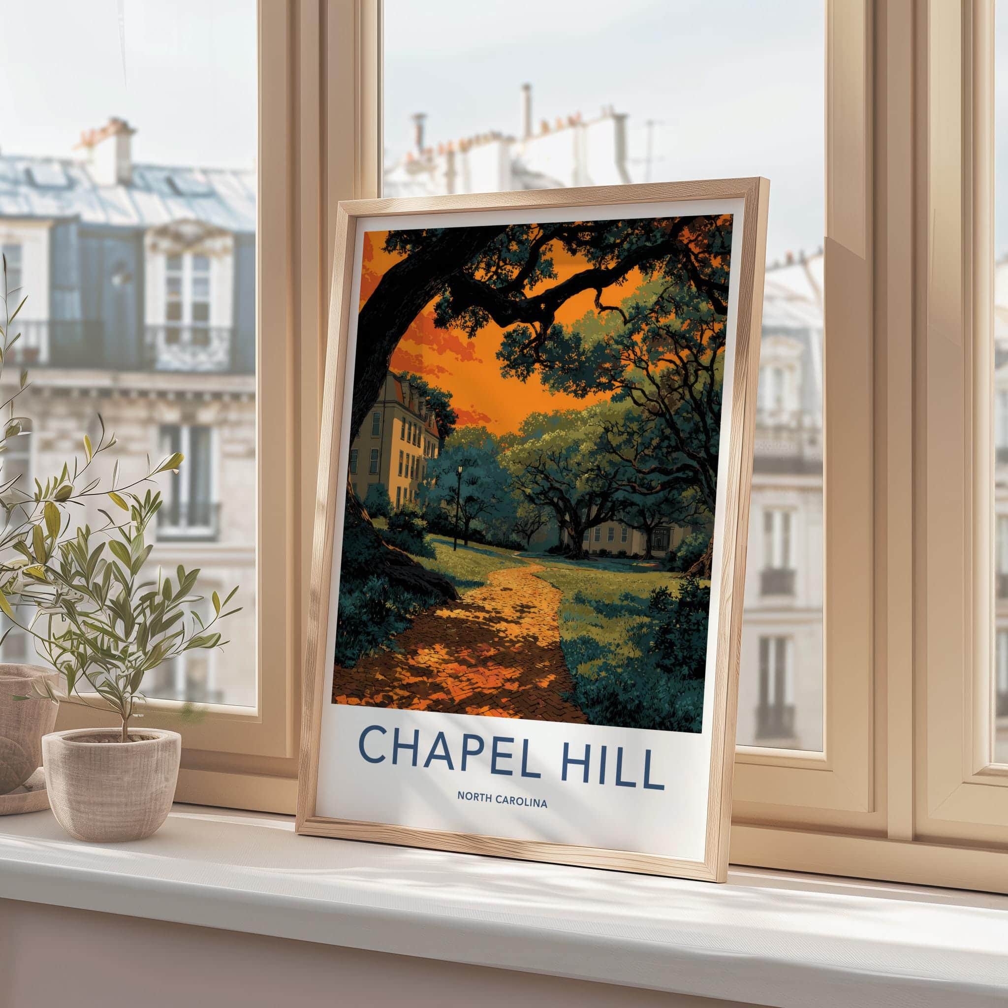 Chapel Hill Poster - North Carolina Art Print - Vibrant Campus Path Wall Decor