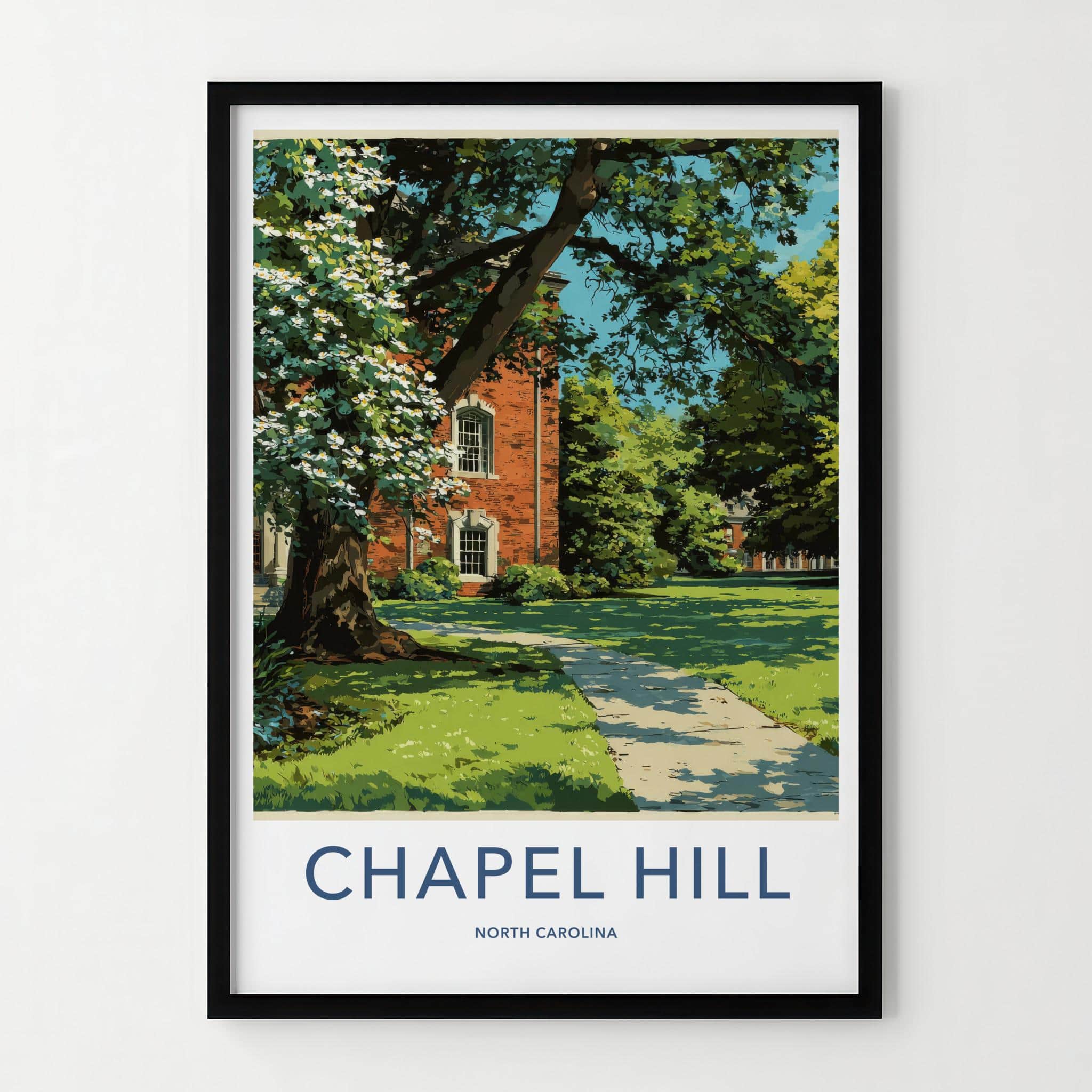 Chapel Hill Poster - North Carolina Travel Art - Blooming Campus View Lounge Decor