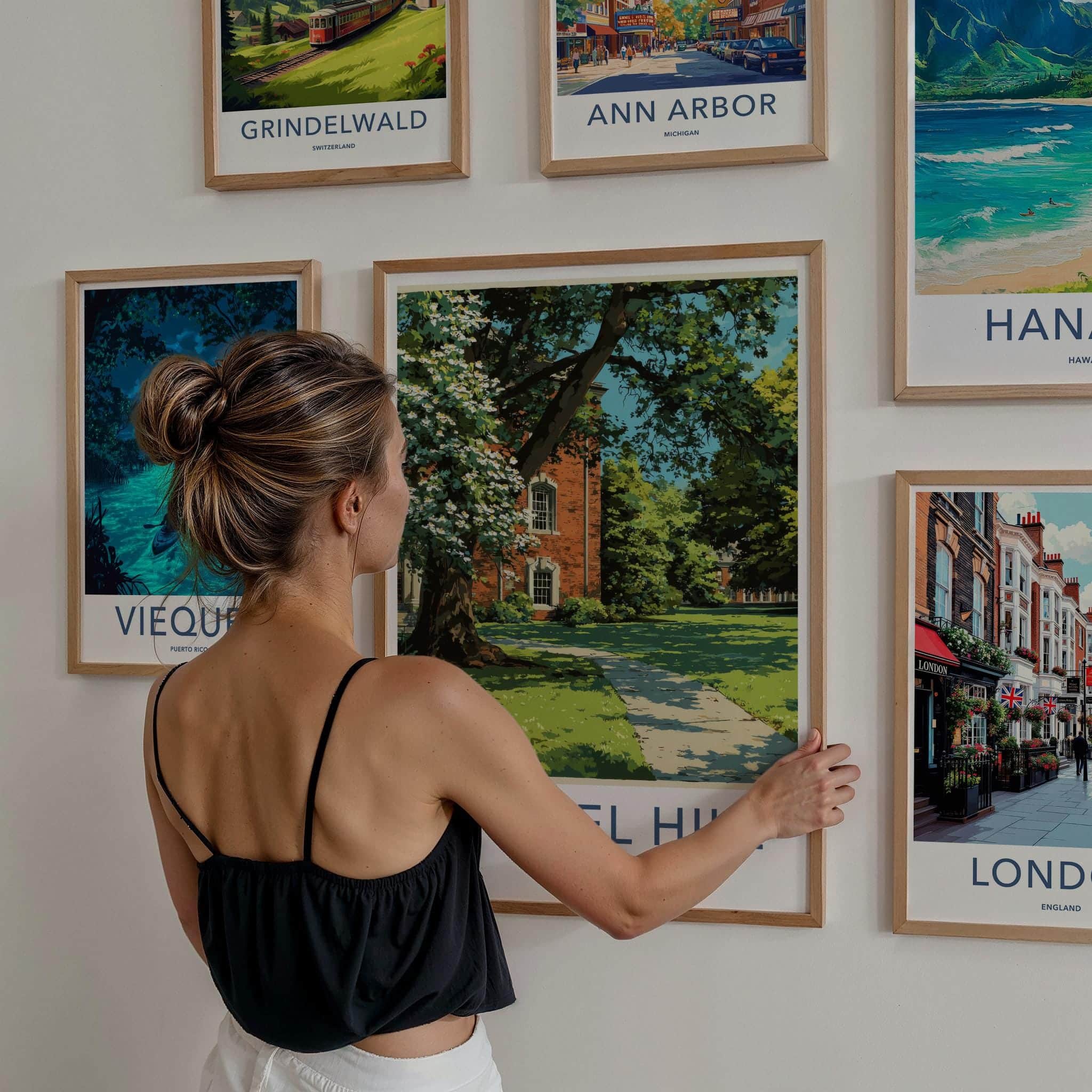 Chapel Hill Poster - North Carolina Travel Art - Blooming Campus View Lounge Decor