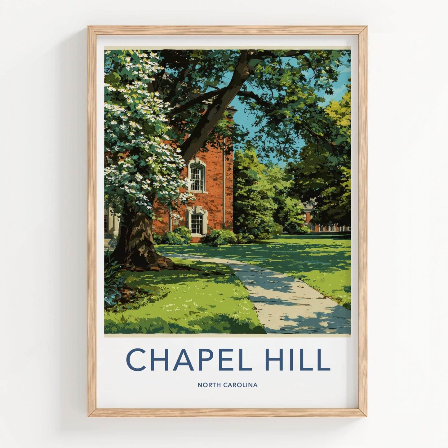 Chapel Hill Poster - North Carolina Travel Art - Blooming Campus View Lounge Decor
