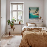 Chapel Rock Poster - Michigan Scenic Art - Layered Cliffs Shore Room Decor