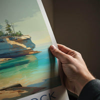 Chapel Rock Poster - Michigan Travel Art - Pine Tree Cliffs Wall Decor