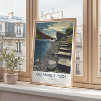 Chapman's Pool Poster - England Travel Art - Stone Steps Lake Wall Decor