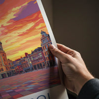 Charleroi Poster - Belgium Travel Art - Sunset Clock Tower Home Decor