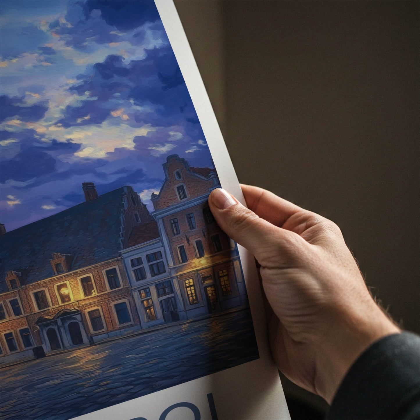 Charleroi Poster - Belgium Travel Art - Twilight Square Tower Home Decor
