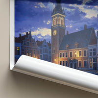 Charleroi Poster - Belgium Travel Art - Twilight Square Tower Home Decor