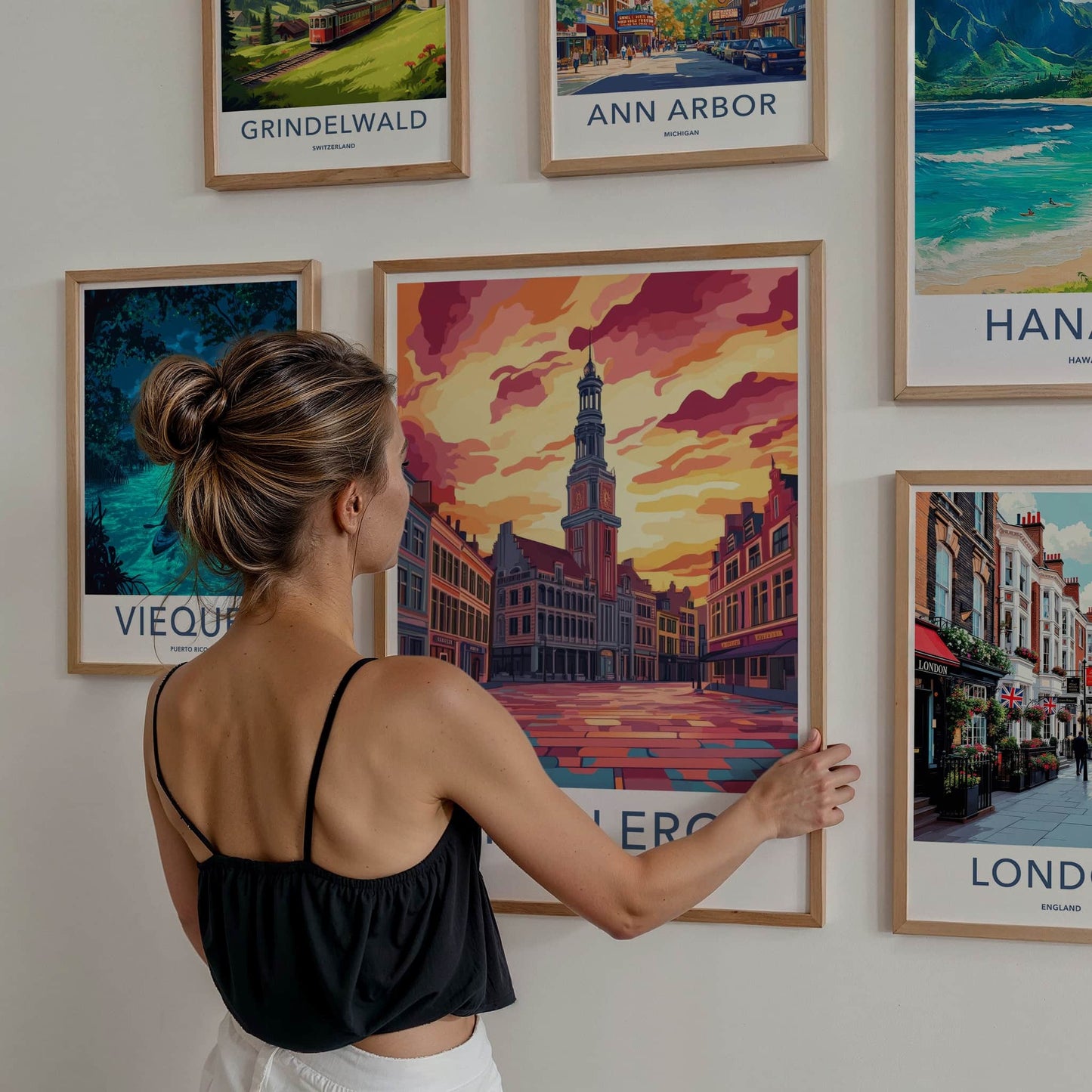 Charleroi Poster - Belgium Travel Art - Vibrant City Sunset Home Decor