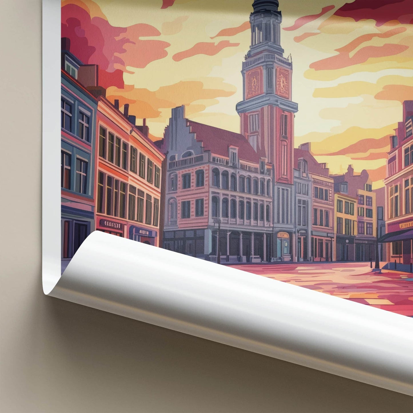 Charleroi Poster - Belgium Travel Art - Vibrant City Sunset Home Decor